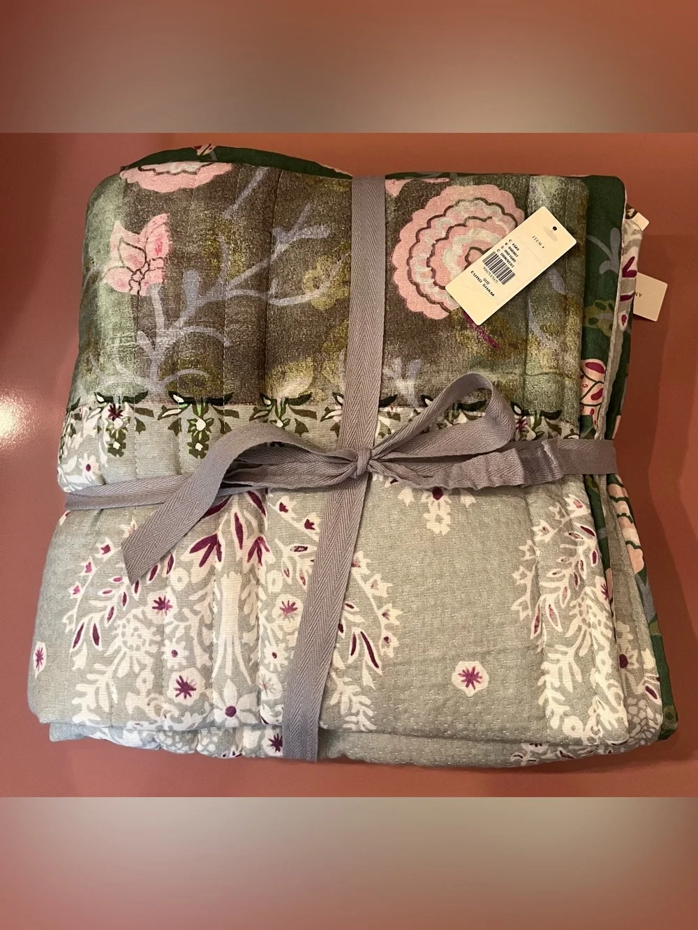 Anthropologie The Printed Textured Cotton Quilt Collection w/ Euro Shams, Queen